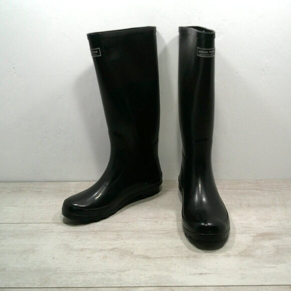 London Fog Classic Thames Black Knee-high Waterproof Rain Boots Size 8 - Picture 1 of 9